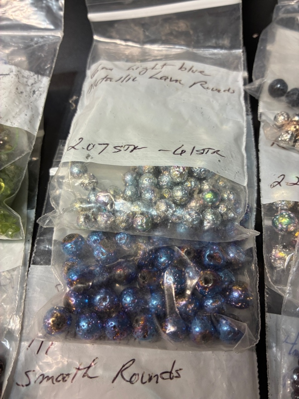 Mixed 1# Assorted Natural unique Bead Lot in Blue, Green, Black, Copper, Pink - Picture 15 of 16